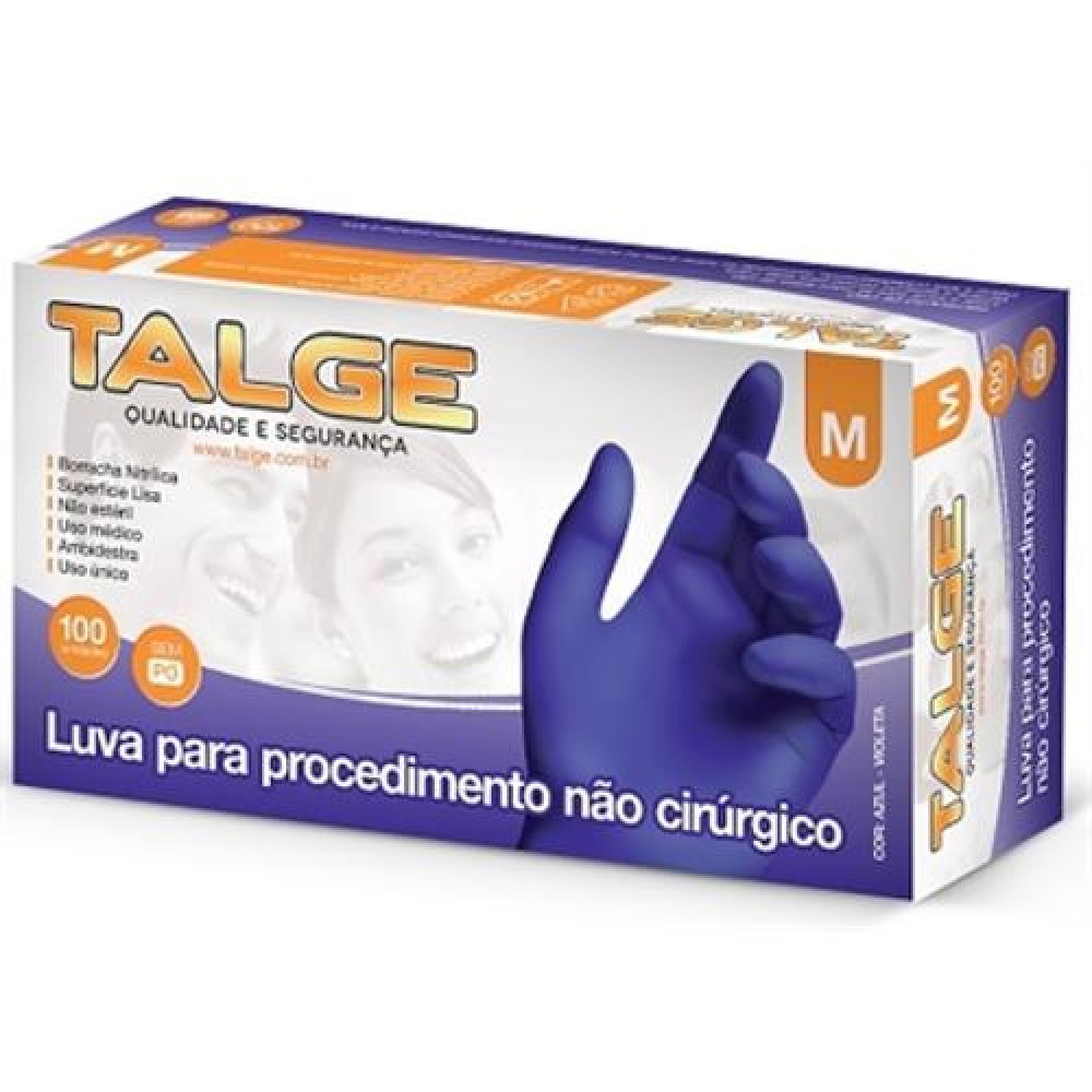LUVA NITRILICA S/ PO AZUL MEDIA TALGE