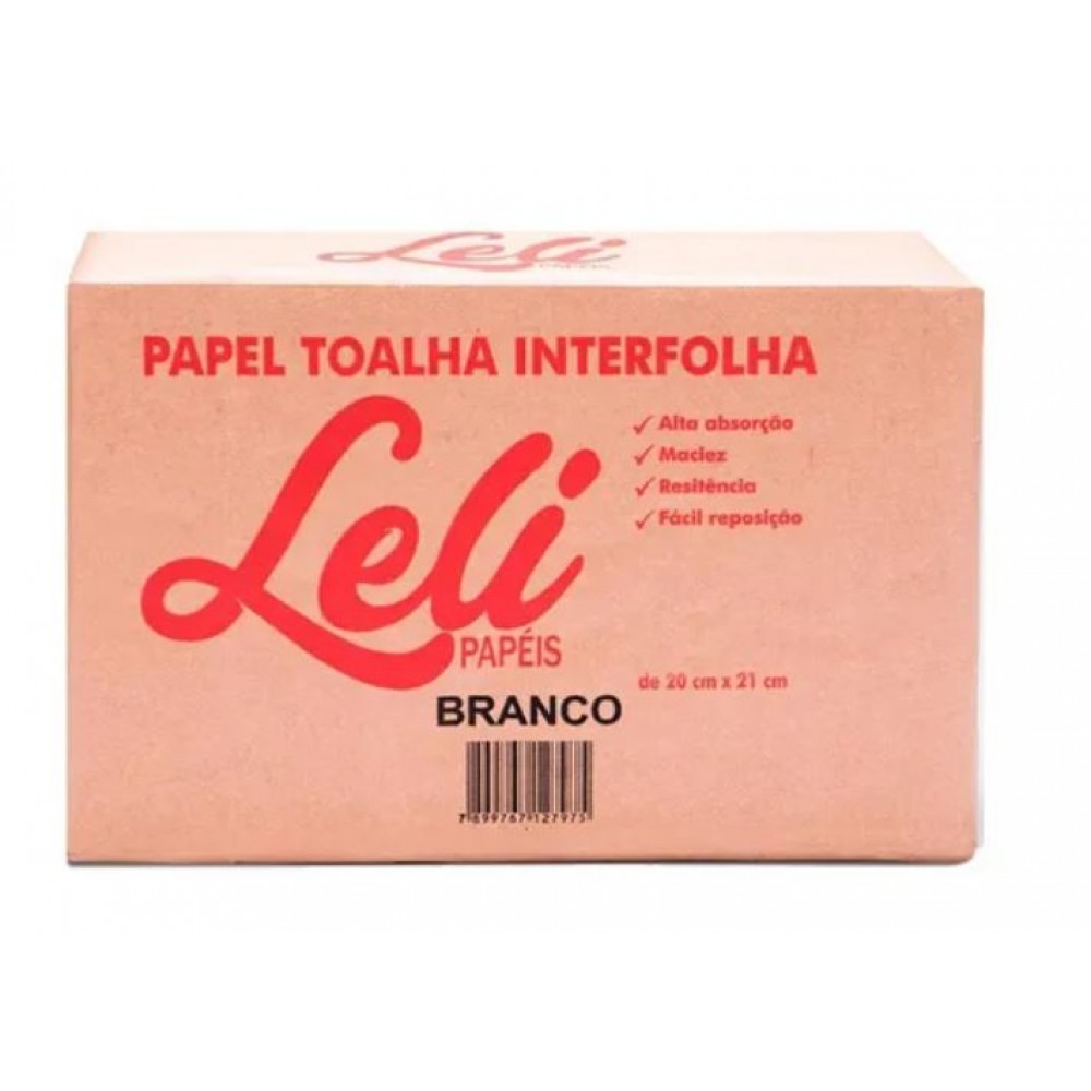 PAPEL TOALHA 2 DOBRAS BRANCO COMUM LELI C/1000
