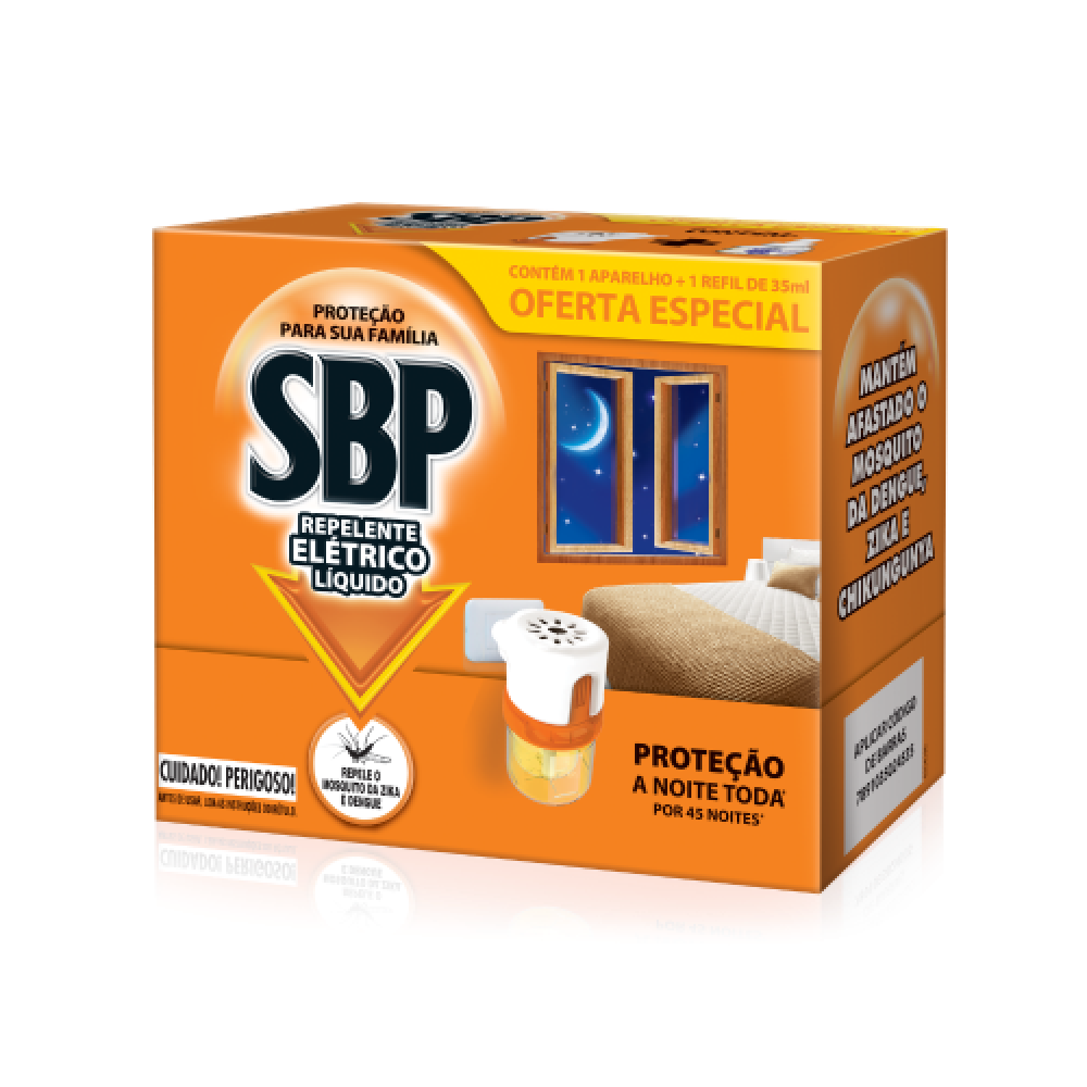 INSETICIDA ELETRICO LIQUIDO APARELHO E REFIL 45 NOITES 35ML SBP