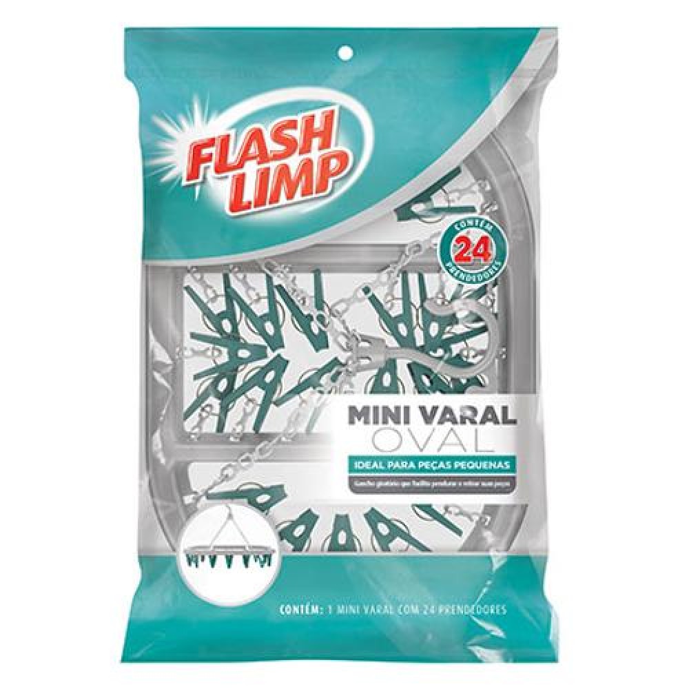 MINI VARAL OVAL C/24 PRENDEDORES FLASHLIMP