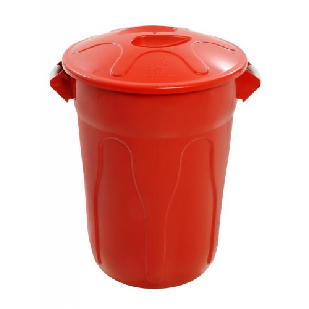 LIXEIRA PLASTICA C/ TAMPA VERMELHA 100L JSN
