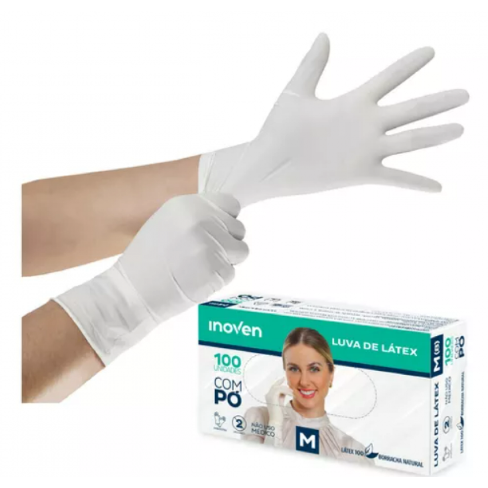 LUVA LATEX C/ PO MEDIA INOVEN C/100