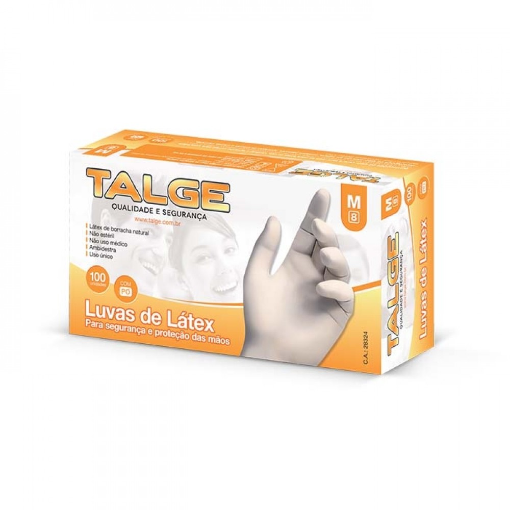 LUVA LATEX PROCEDIMENTO C/ PO MEDIA TALGE C/100