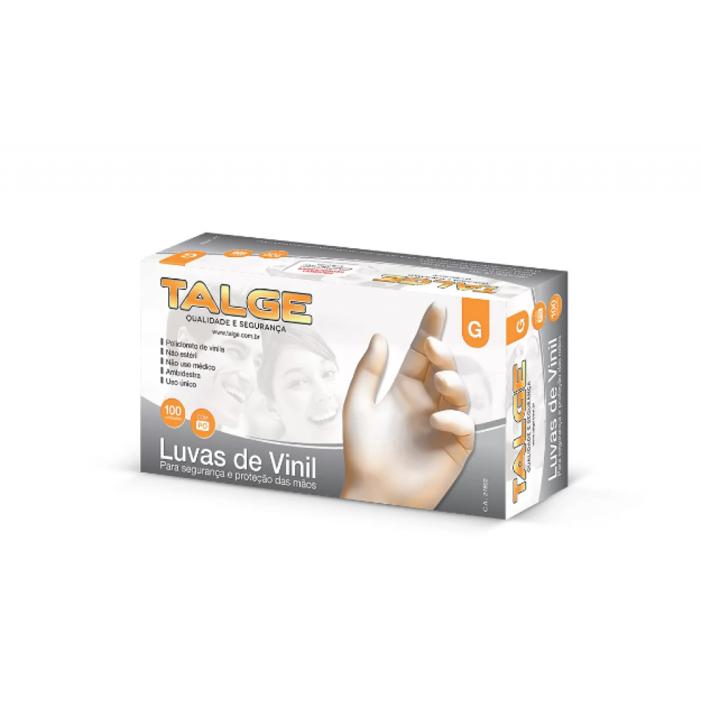 LUVA VINIL C/ PO GRANDE TALGE C/100