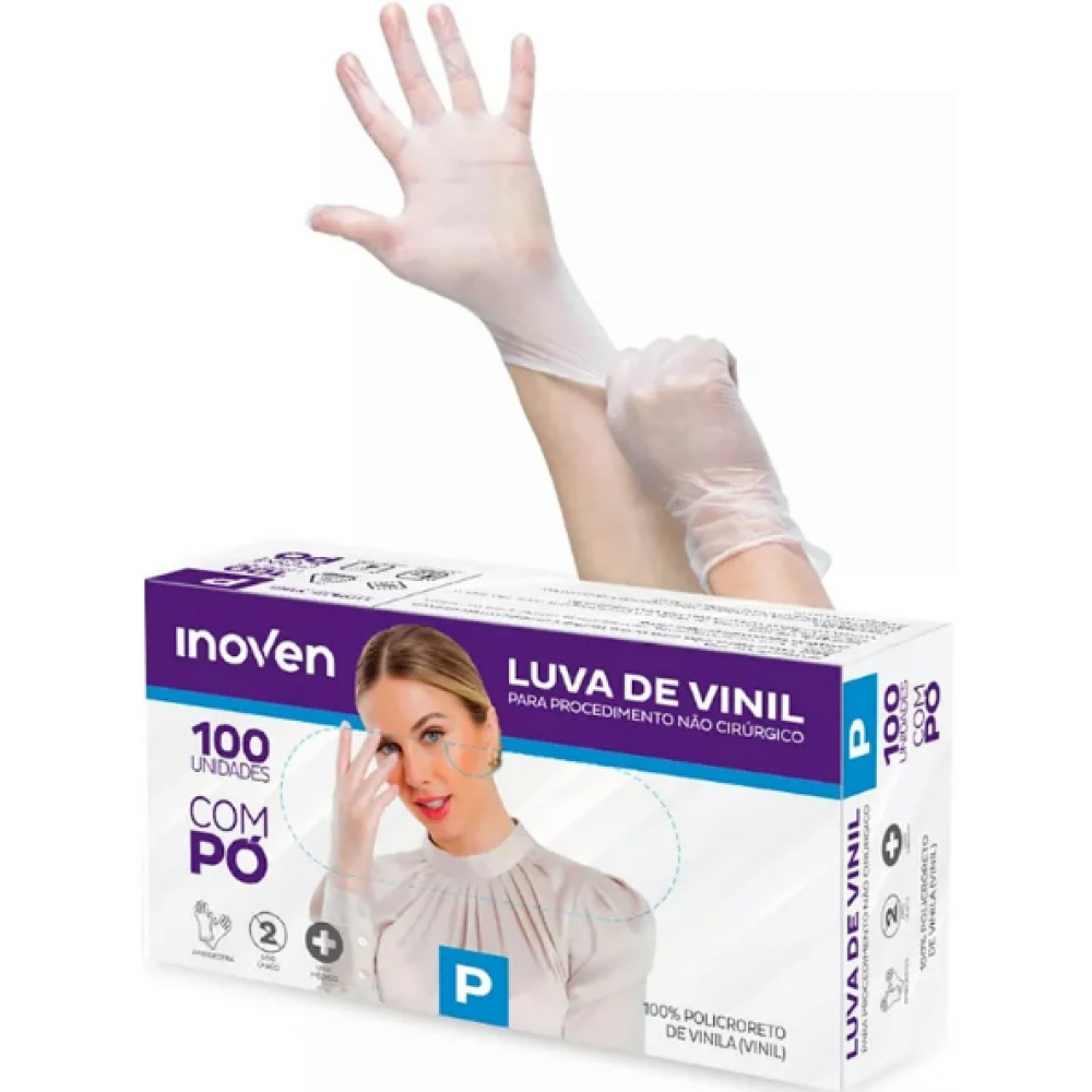 LUVA VINIL C/ PO PEQUENA INOVEN C/100