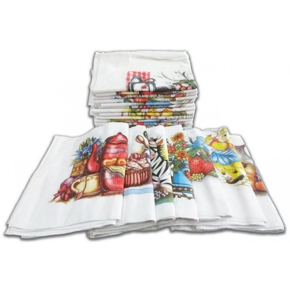 PANO DE PRATO C/ BAINHA ESTAMPADO FLANELADO 42 X 65 CM