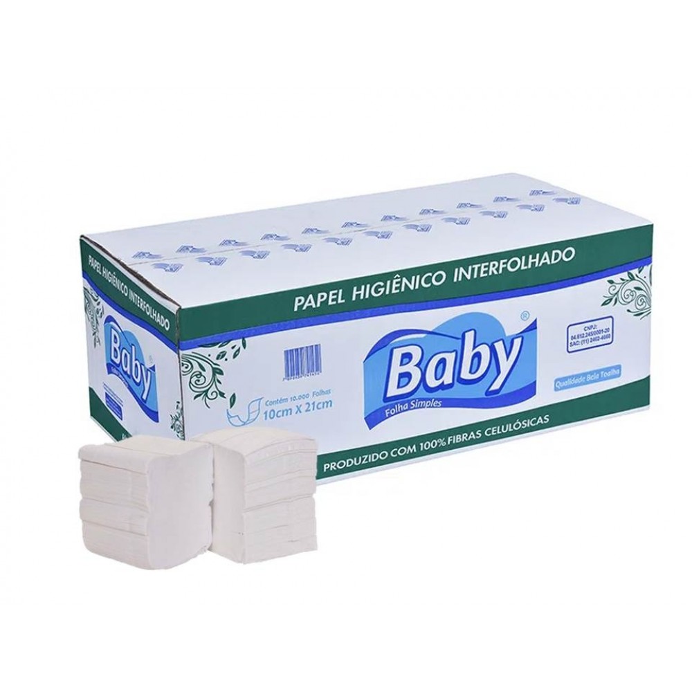 PAPEL HIGIENICO FOLHA SIMPLES INTERFOLHADO BABY C/10000