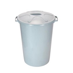 LIXEIRA PLASTICA C/ TAMPA BRANCA 60L JSN