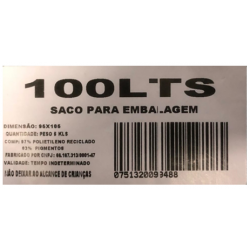 SACO LIXO PRETO BL REFORÇADO 5KG 100L C/50