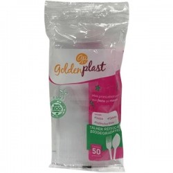 GARFO SOBREMESA CRISTAL BIODEGRADAVEL GOLDENPLAST C/50 REF.PK