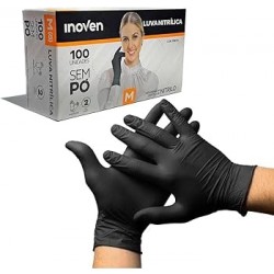 LUVA NITRILICA S/ PO PRETA MEDIA INOVEN C/100