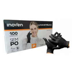 LUVA NITRILICA S/ PO PRETA PEQUENA INOVEN C/100