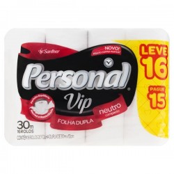 PAPEL HIGIENICO FOLHA DUPLA VIP PERSONAL C/16