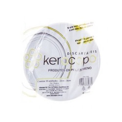 PRATO RASO DESCARTAVEL BRANCO 21CM KEROCOPO C/10