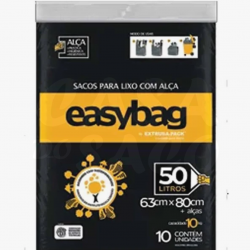 SACO LIXO PRETO C/ ALÇA 50L EASYBAG C/10